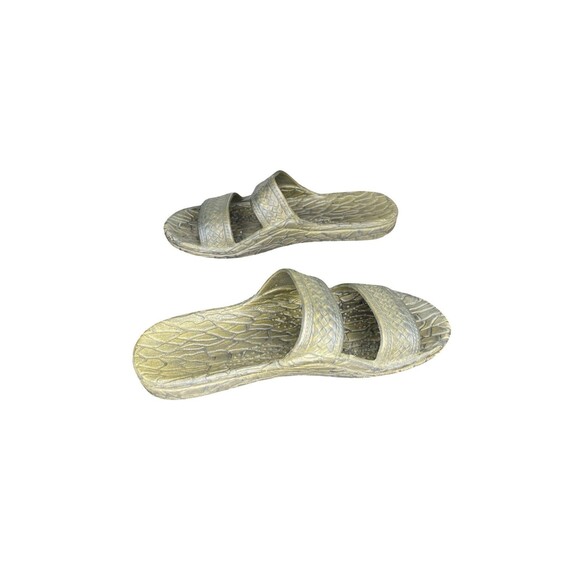 Pali Hawaii Soft Rubber Flip Flops Sandals Beach slip on textured green/brown  7 - Picture 2 of 9